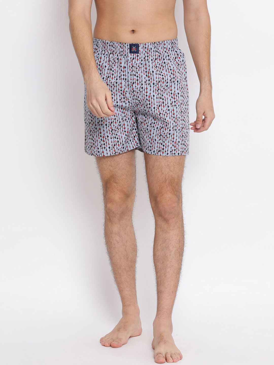 

Crimsoune Club Men Grey & Red Printed Pure Cotton Boxers BX4090-4