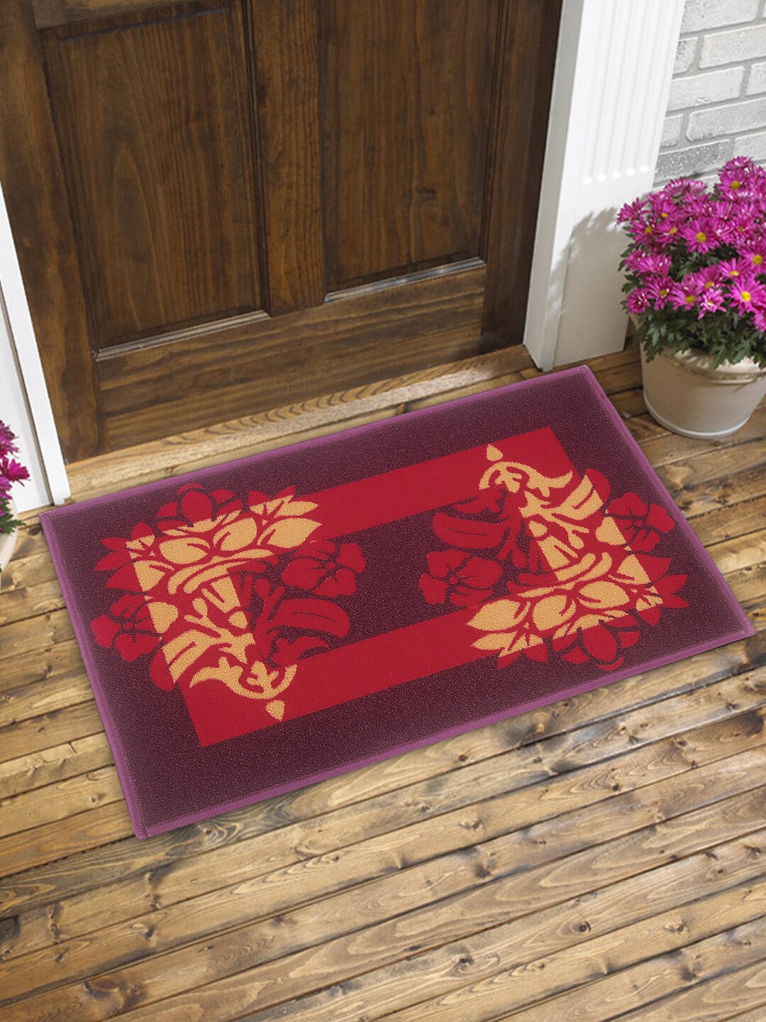 

BIANCA Maroon & Purple Printed Tough-Thin Anti-Skid Door Mat
