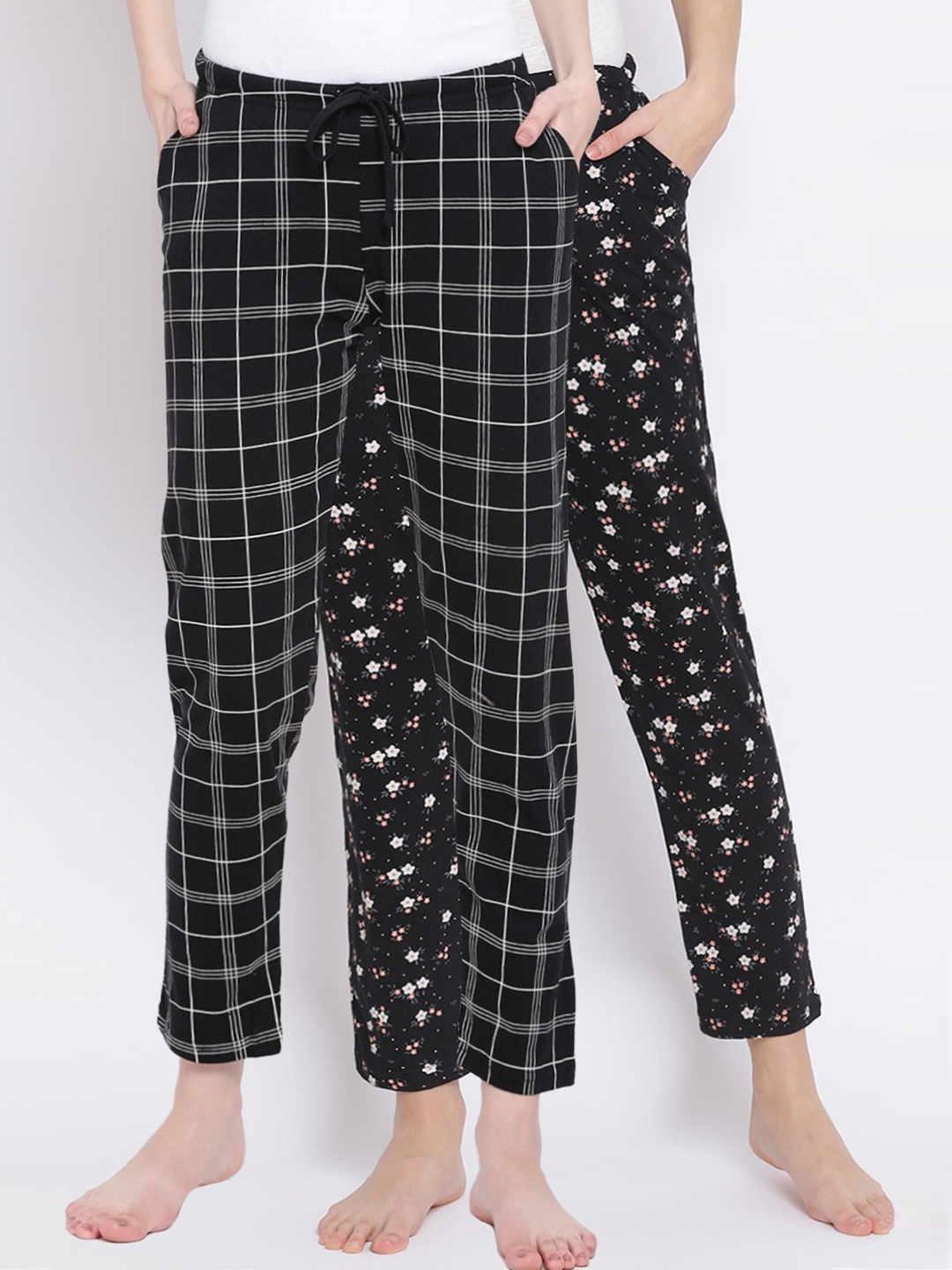 

Kanvin Women Pack Of 2 Pure Cotton Lounge Pants, Black