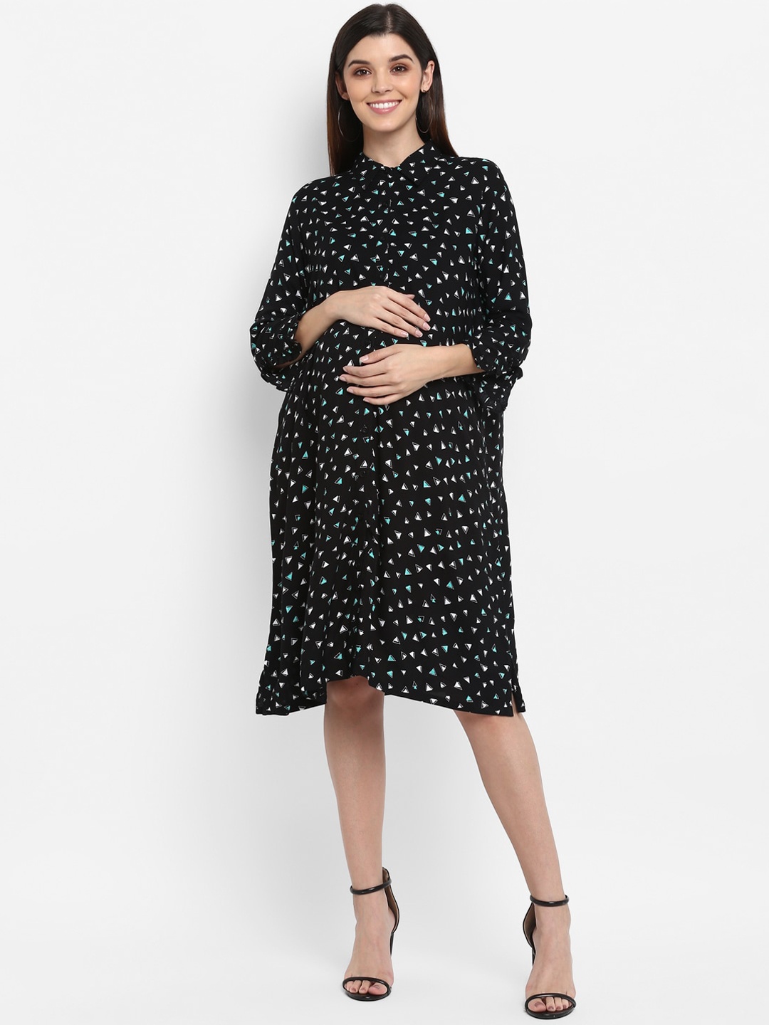 

Momsoon Maternity Black & White Printed Shirt Dress
