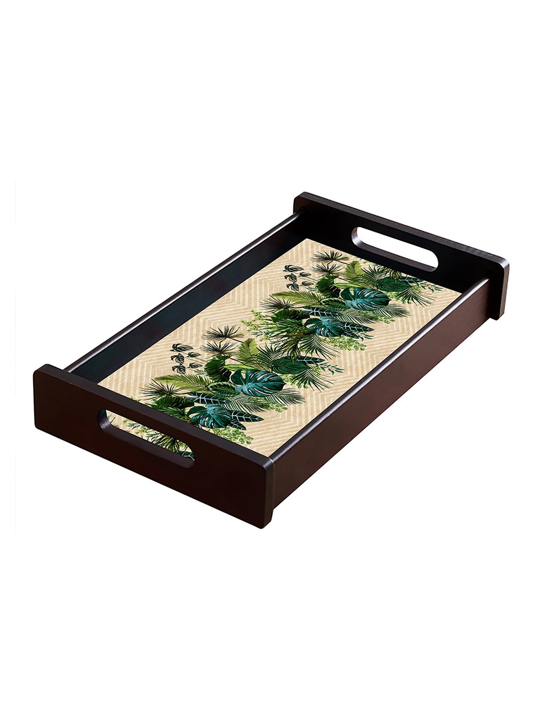 

TimberTech Brown & Beige Floral Printed Amazon Wood Serving Tray