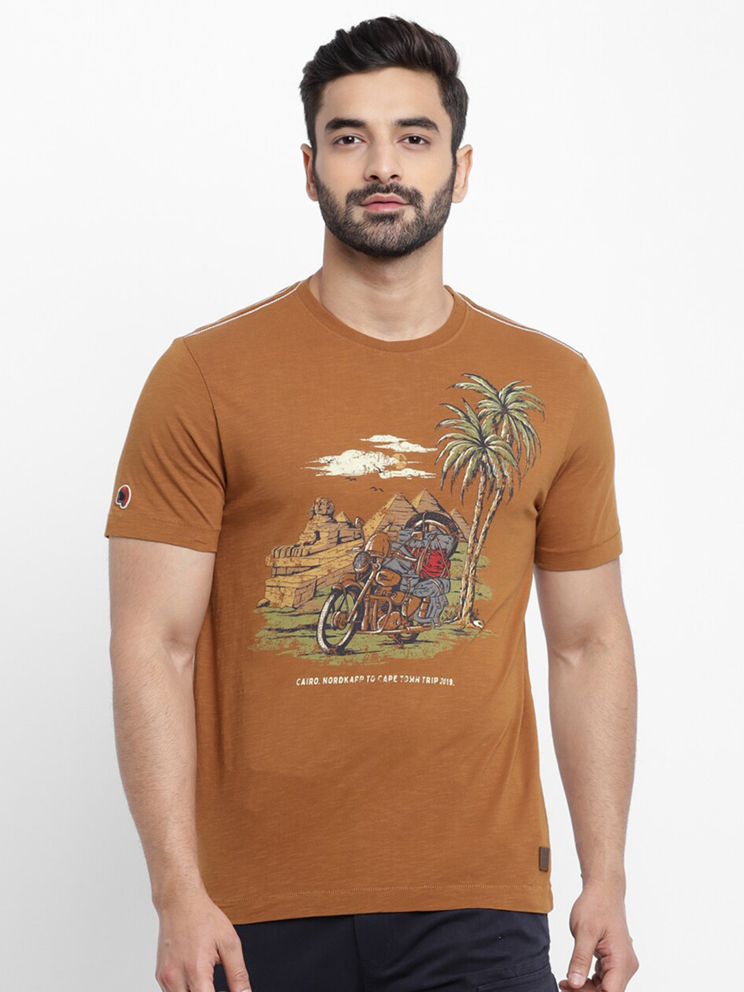 

Royal Enfield Men Brown Printed Round Neck T-shirt