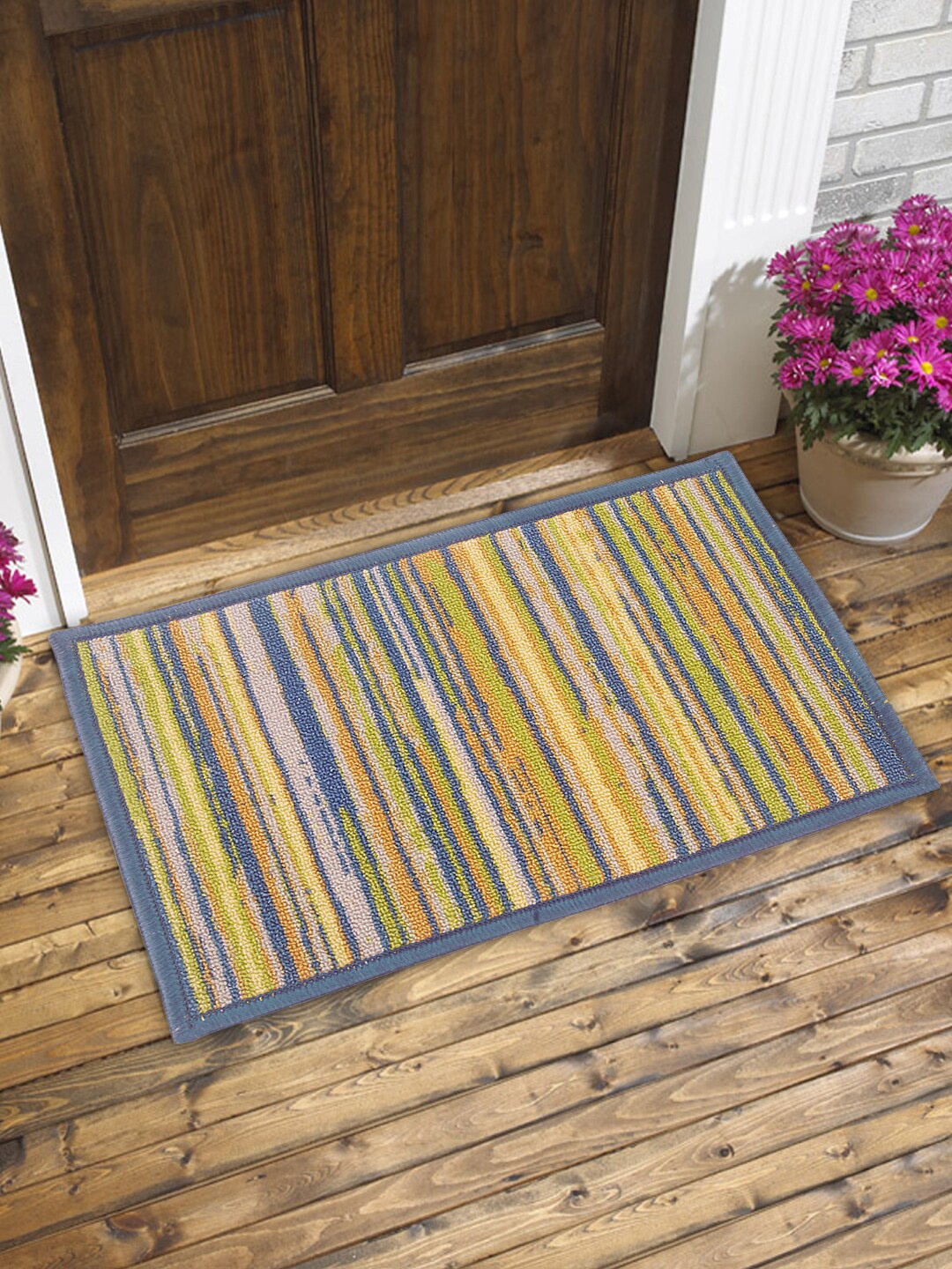 

BIANCA Blue & Yellow Printed Anti-Skid Doormat