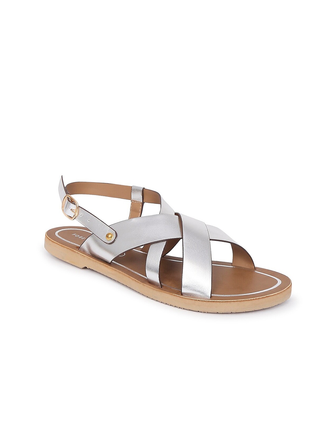 

Forever Glam by Pantaloons Women Silver-Toned Open Toe Flats