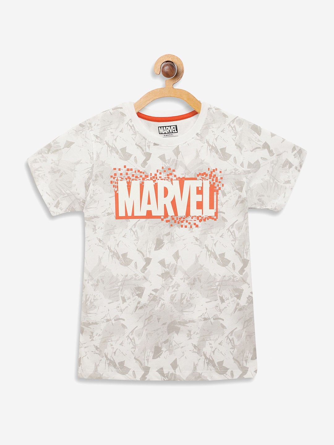 

Octave Boys Grey Marvel Print Round Neck Cotton Pure Cotton T-shirt