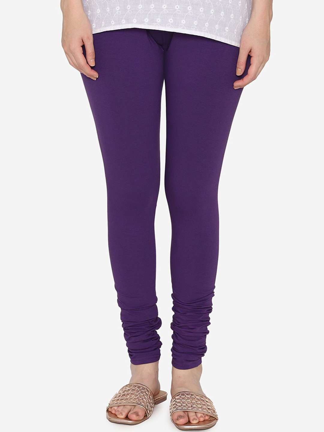 

Vami Women Purple Solid Churidar-Length Stretchable Leggings