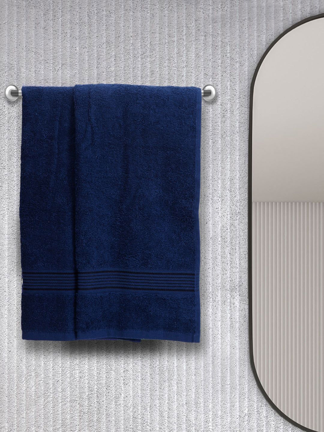 

KOPA LORENA Unisex Set Of 2 Solid 380 GSM Pure Cotton Super-Soft Terry Hand Towels, Navy blue