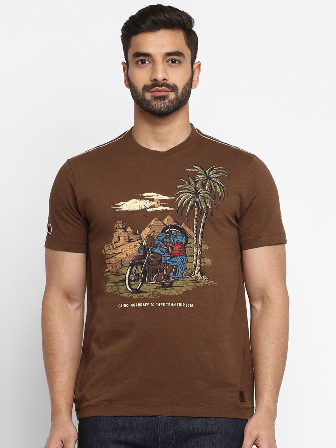 

Royal Enfield Men Brown Printed Round Neck T-shirt