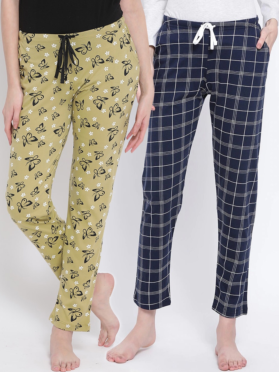 

Kanvin Women Pack Of 2 Cotton Lounge Pants, Navy blue