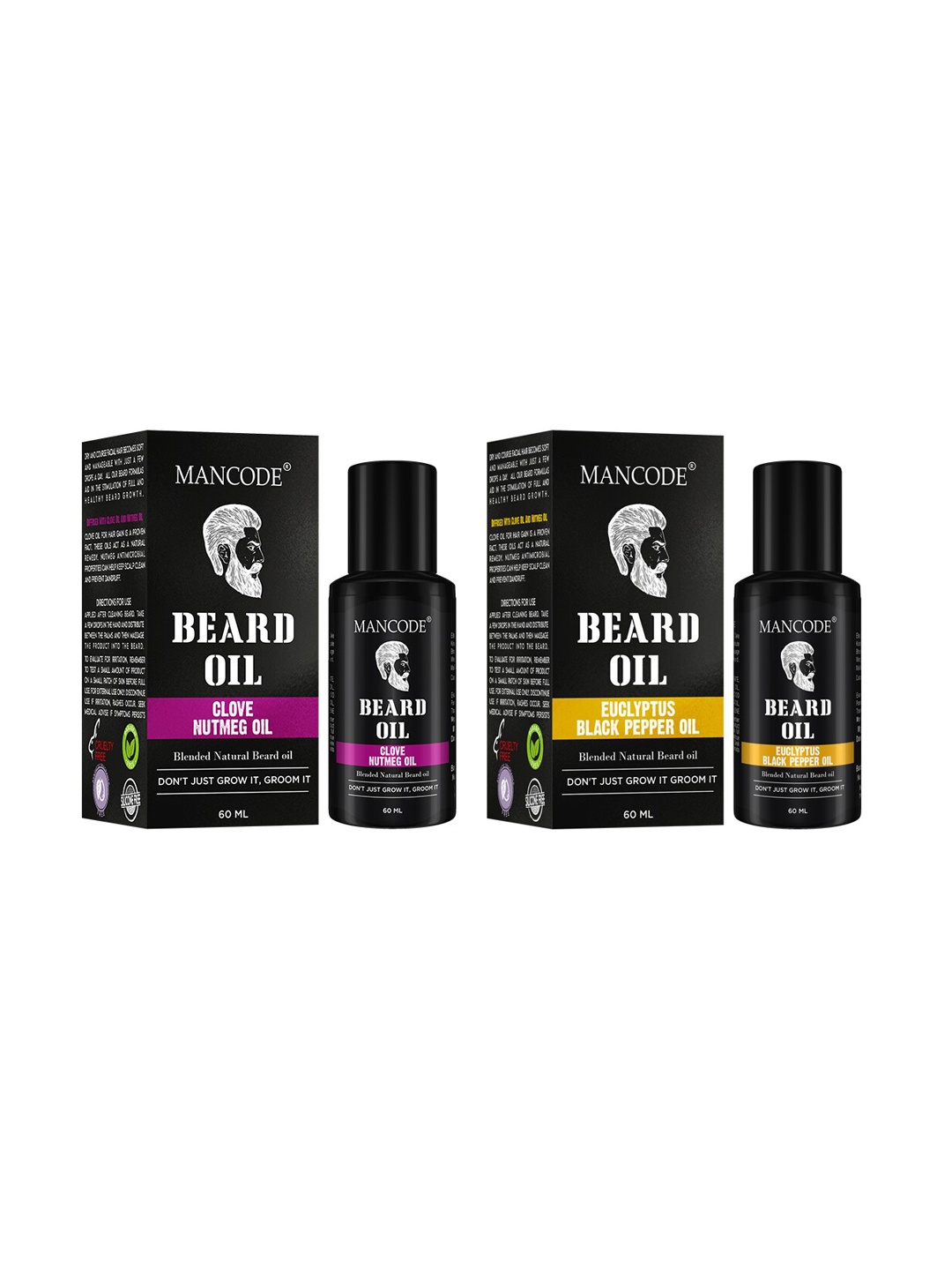 

MANCODE Set of 2 Beard Oil Clove & Nutmeg - Eucalyptus & Black Pepper - 60 ml each