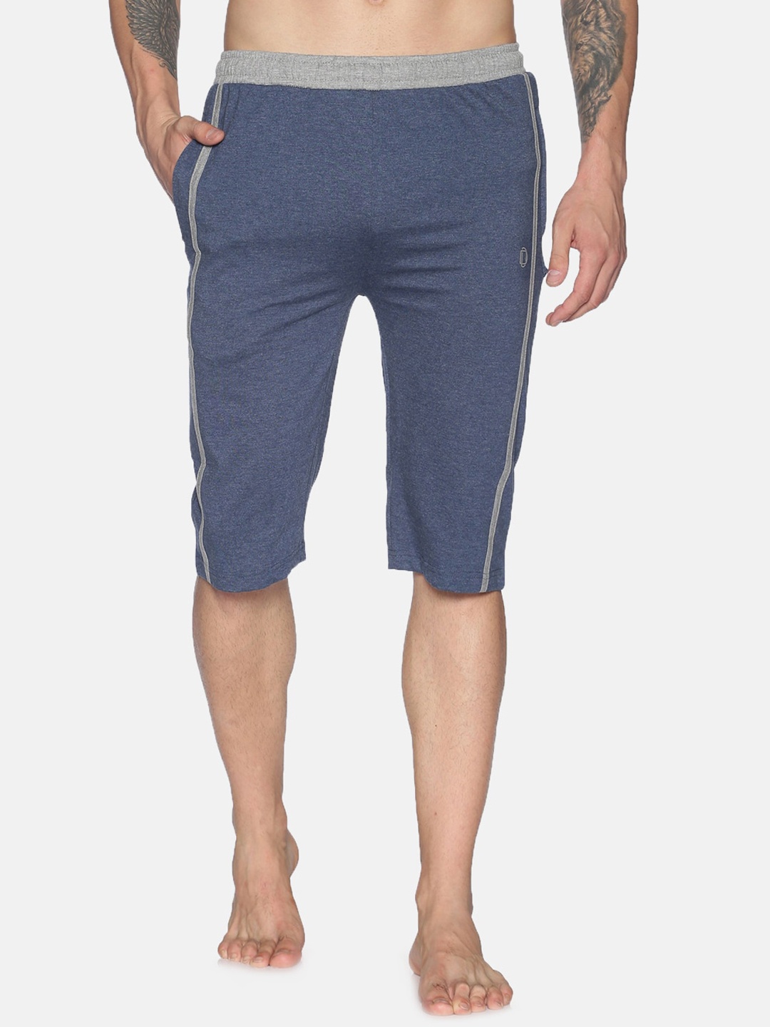 

Dollar Men Blue Solid Regular Fit Cotton Lounge Shorts