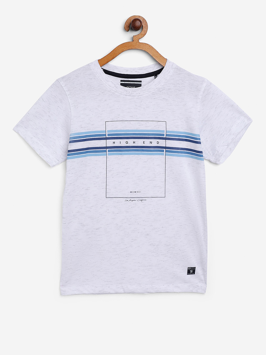 

Octave Boys White Printed Round Neck Cotton Pure Cotton T-shirt