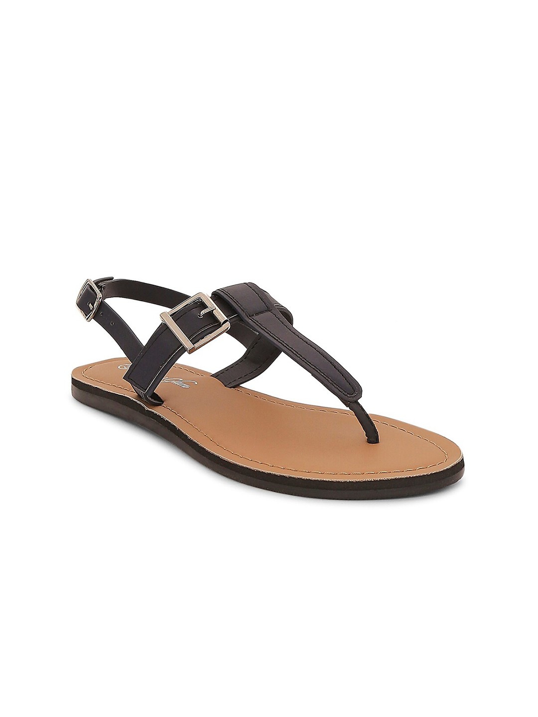 

Forever Glam by Pantaloons Women Navy Blue Buckles T-Strap Flats