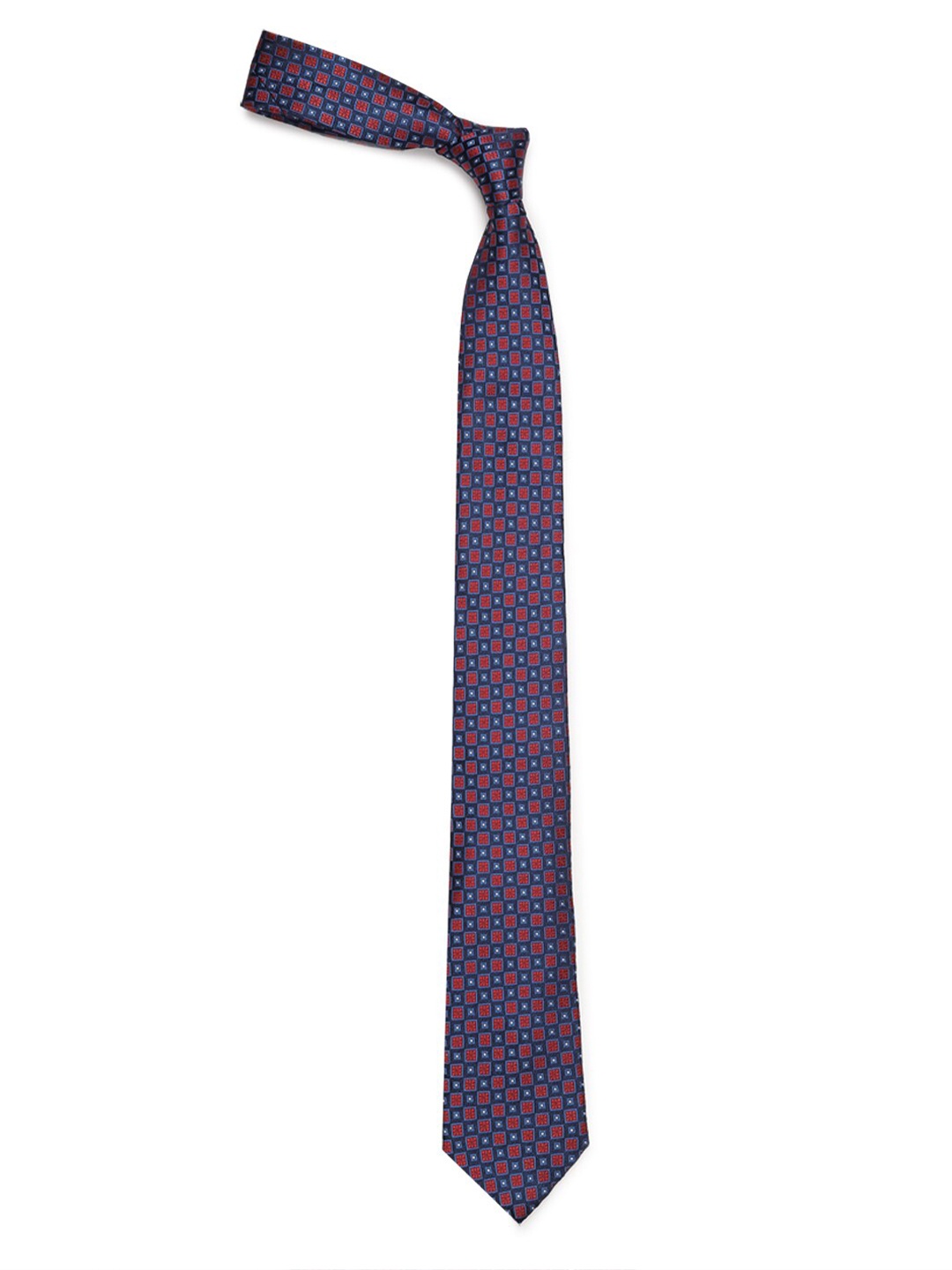 

Louis Philippe Navy Blue & Brown Woven Design Broad Tie