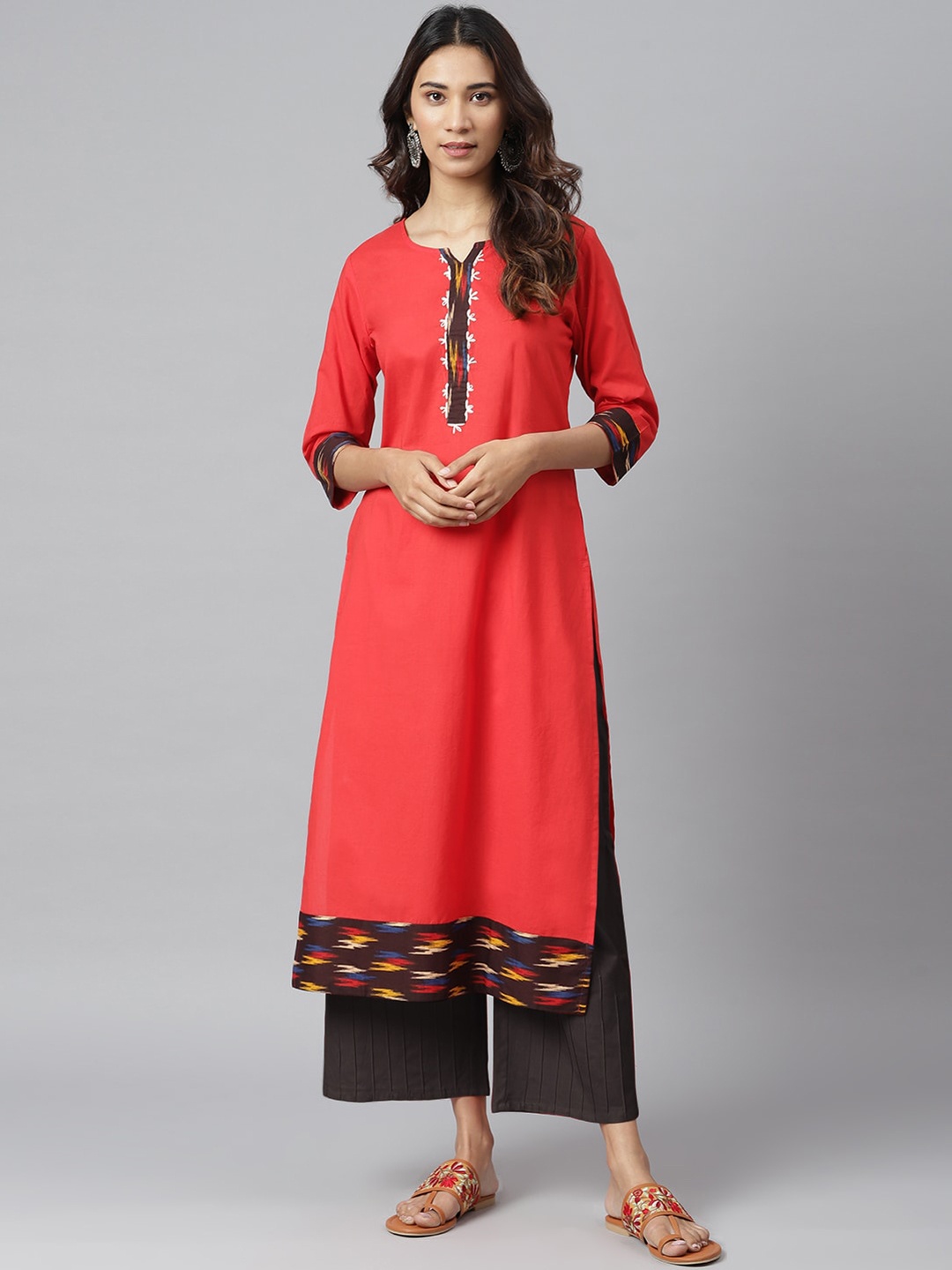 

JAIPUR ATTIRE Women Red Quirky Striped Kurta