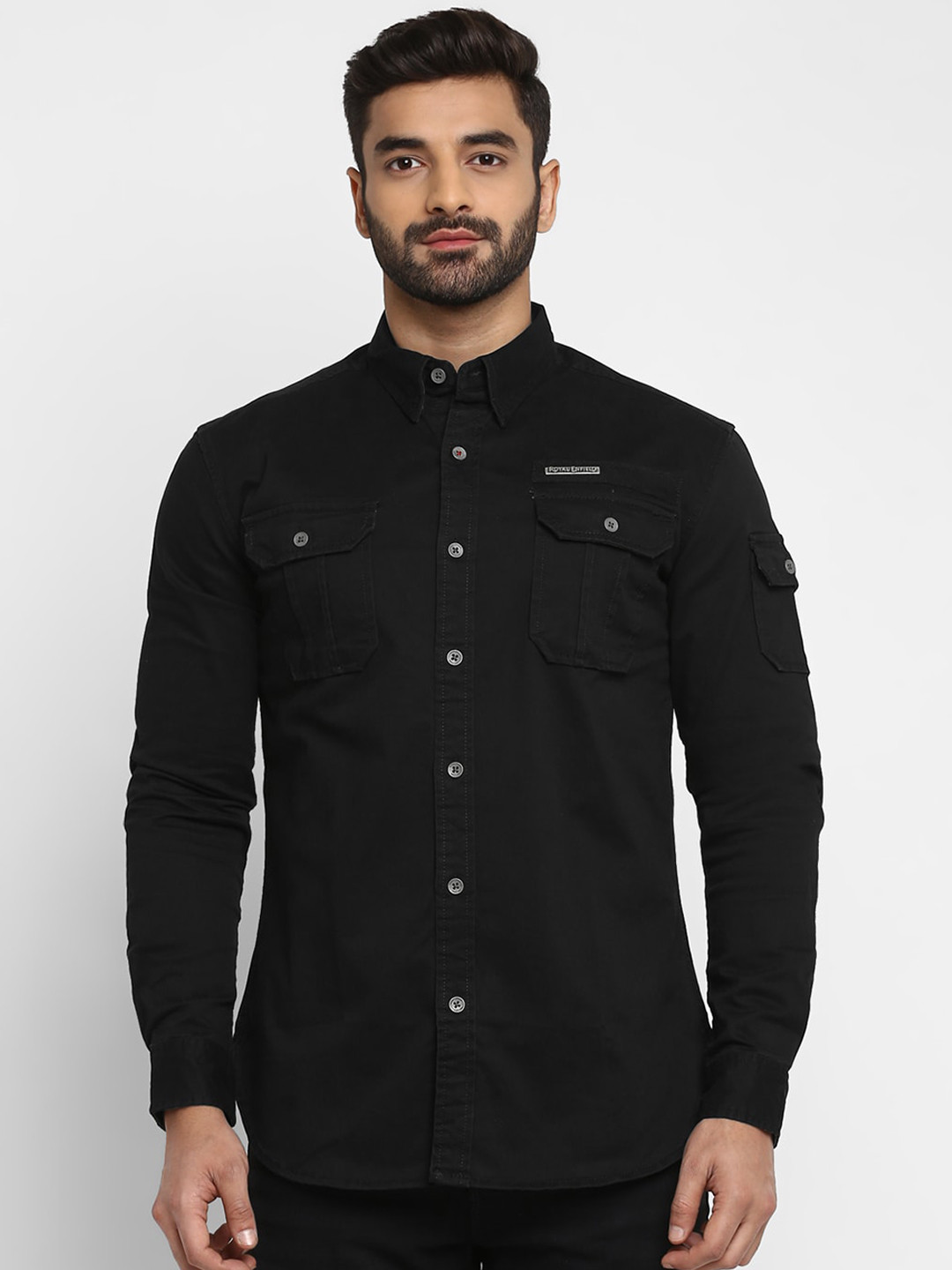 

Royal Enfield Men Black Regular Fit Solid Casual Shirt