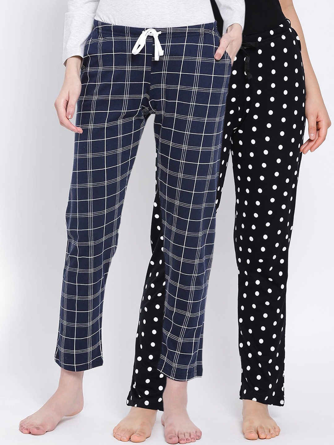 

Kanvin Women Pack of 2 Pure Cotton Lounge Pants, Navy blue