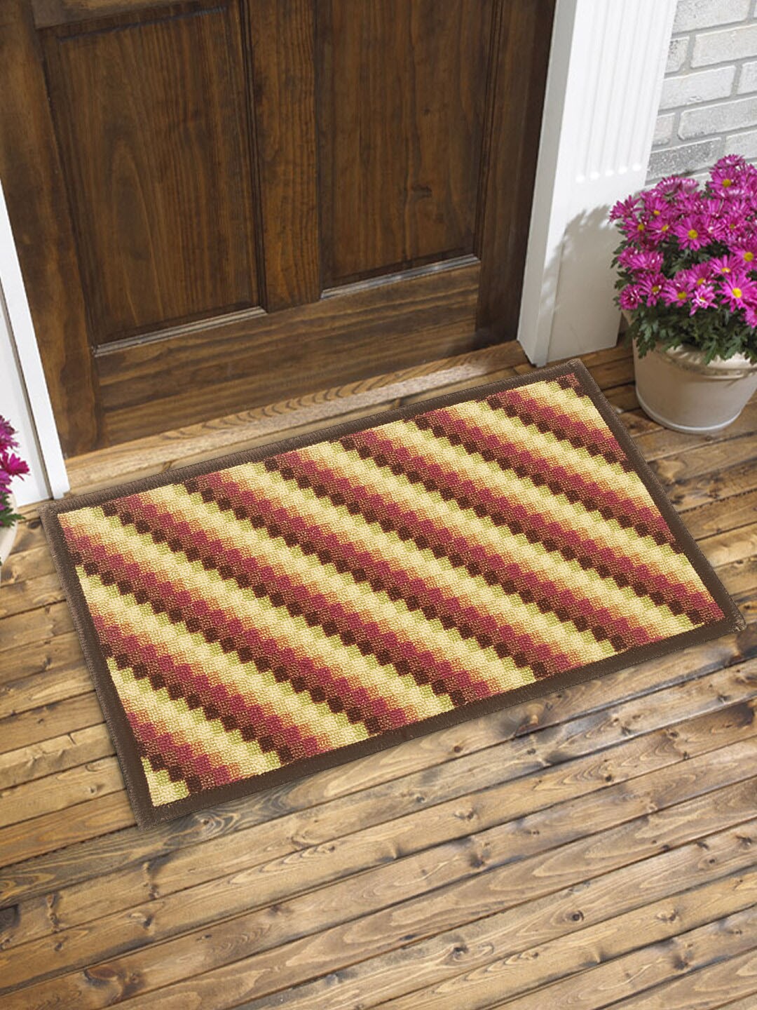 

BIANCA Brown & Pink Printed Tough-Thin Anti-Skid Door Mat