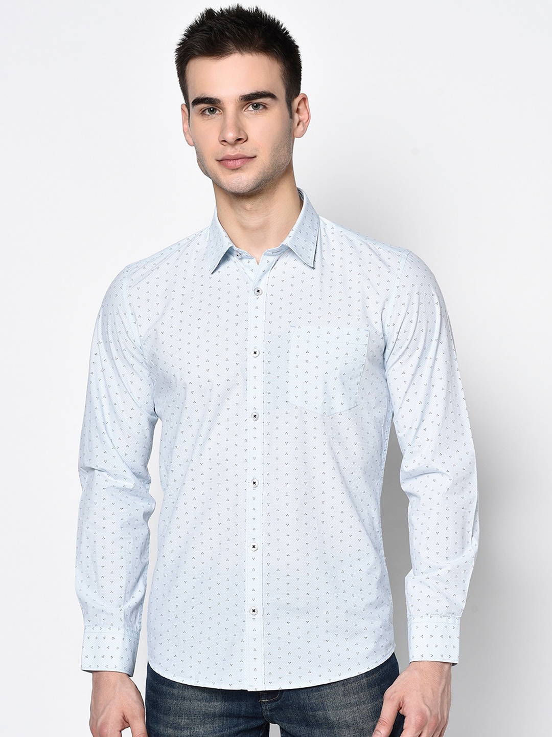 

METTLE Men Blue Regular Fit Printed Casual Shirt