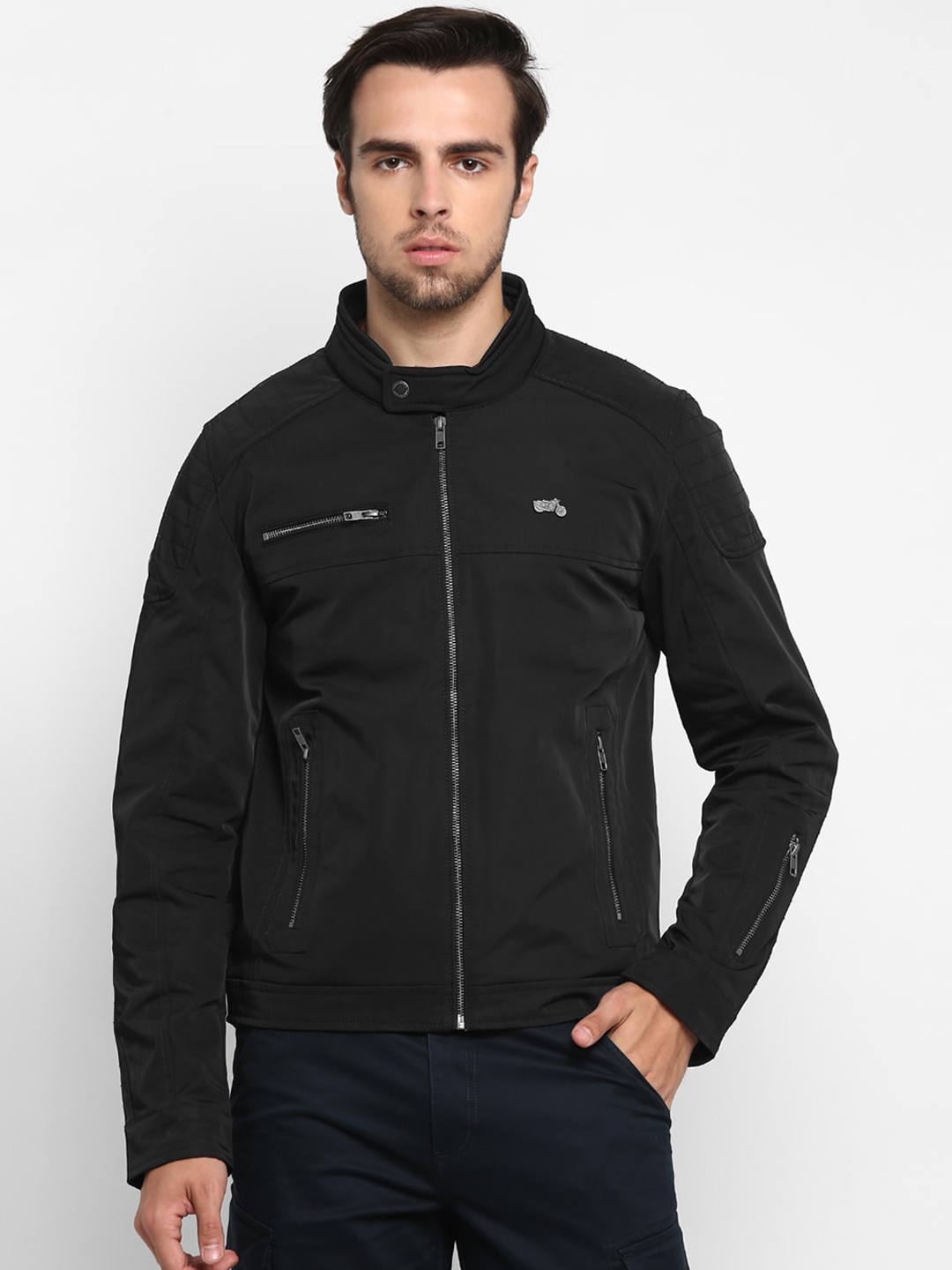 

Royal Enfield Men Black Biker Jacket