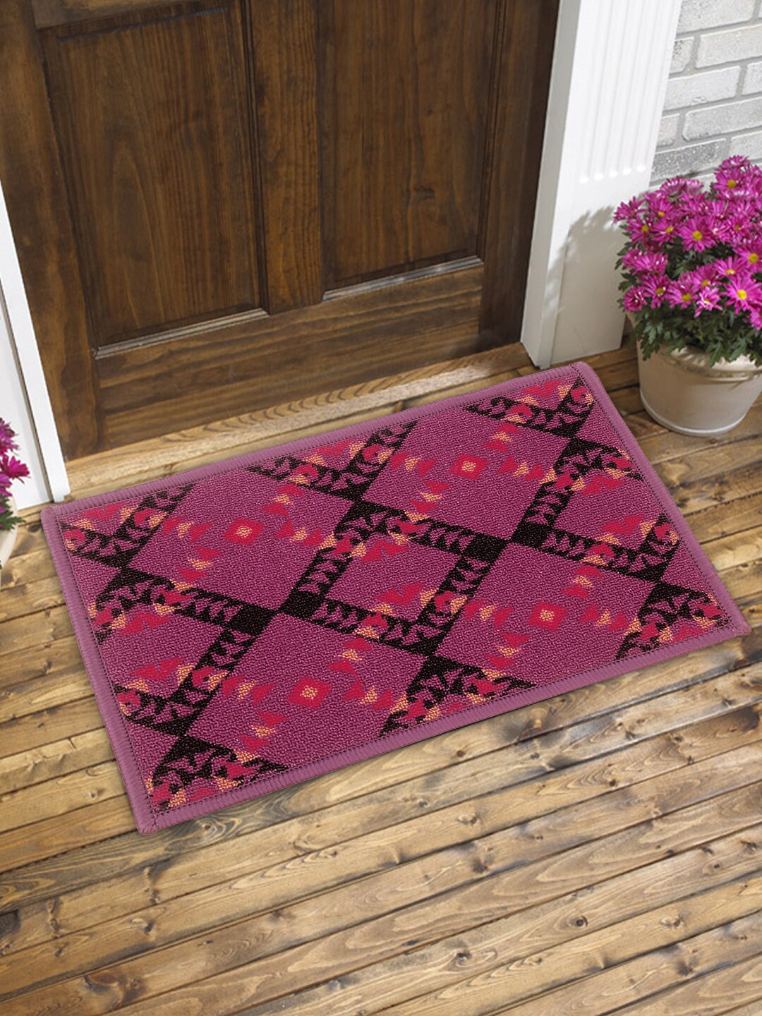 

BIANCA Purple & Black Digital Printed Tough-Thin Anti-Skid Door Mat