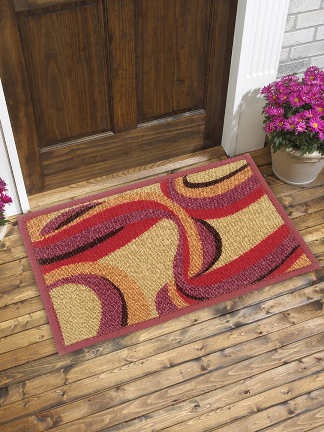 

BIANCA Beige & Red Digital Printed Tough-Thin Anti-Skid Doormat