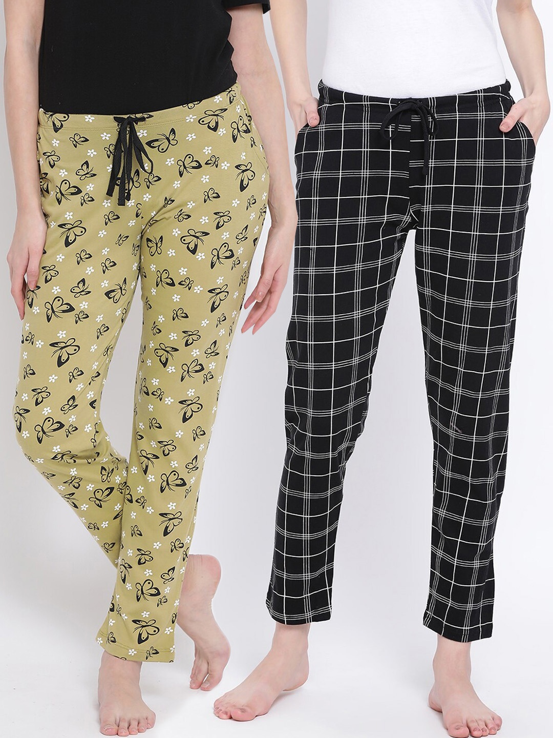

Kanvin Women Pack Of 2 Pure Cotton Lounge Pants, Black
