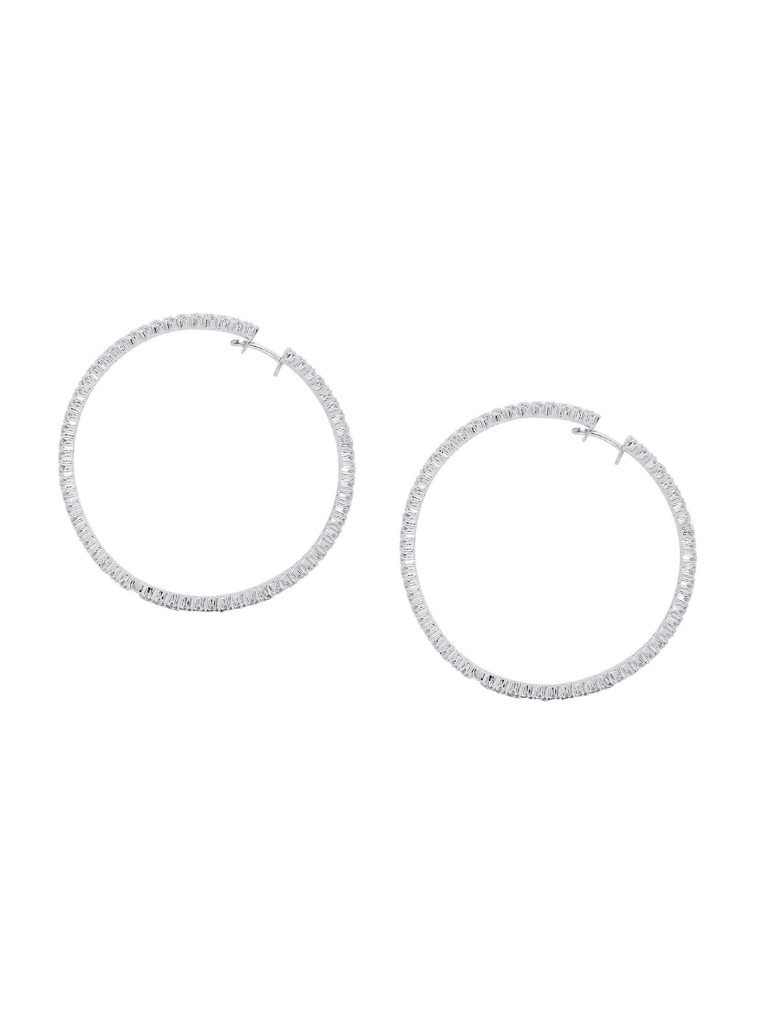 

Moon Dust Silver-Plated AD Studded Circular Hoop Earrings