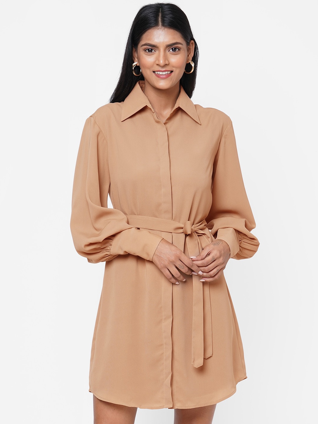 

20Dress Beige Back At It Again Shirt Dresses