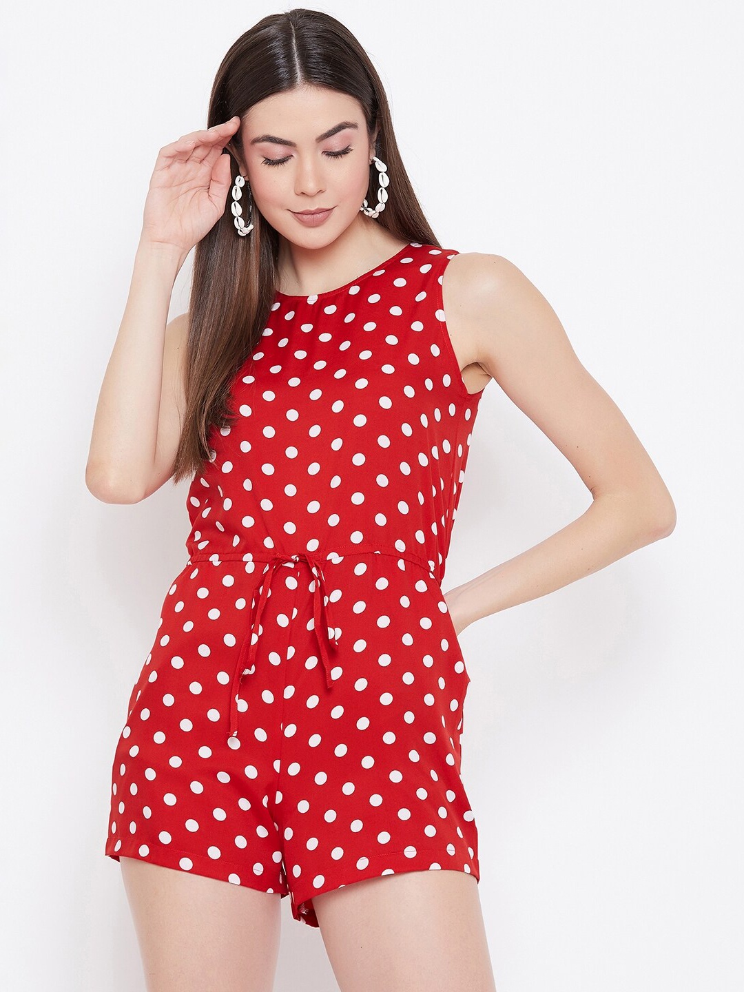 

Uptownie Lite Women Red & White Printed Playsuit