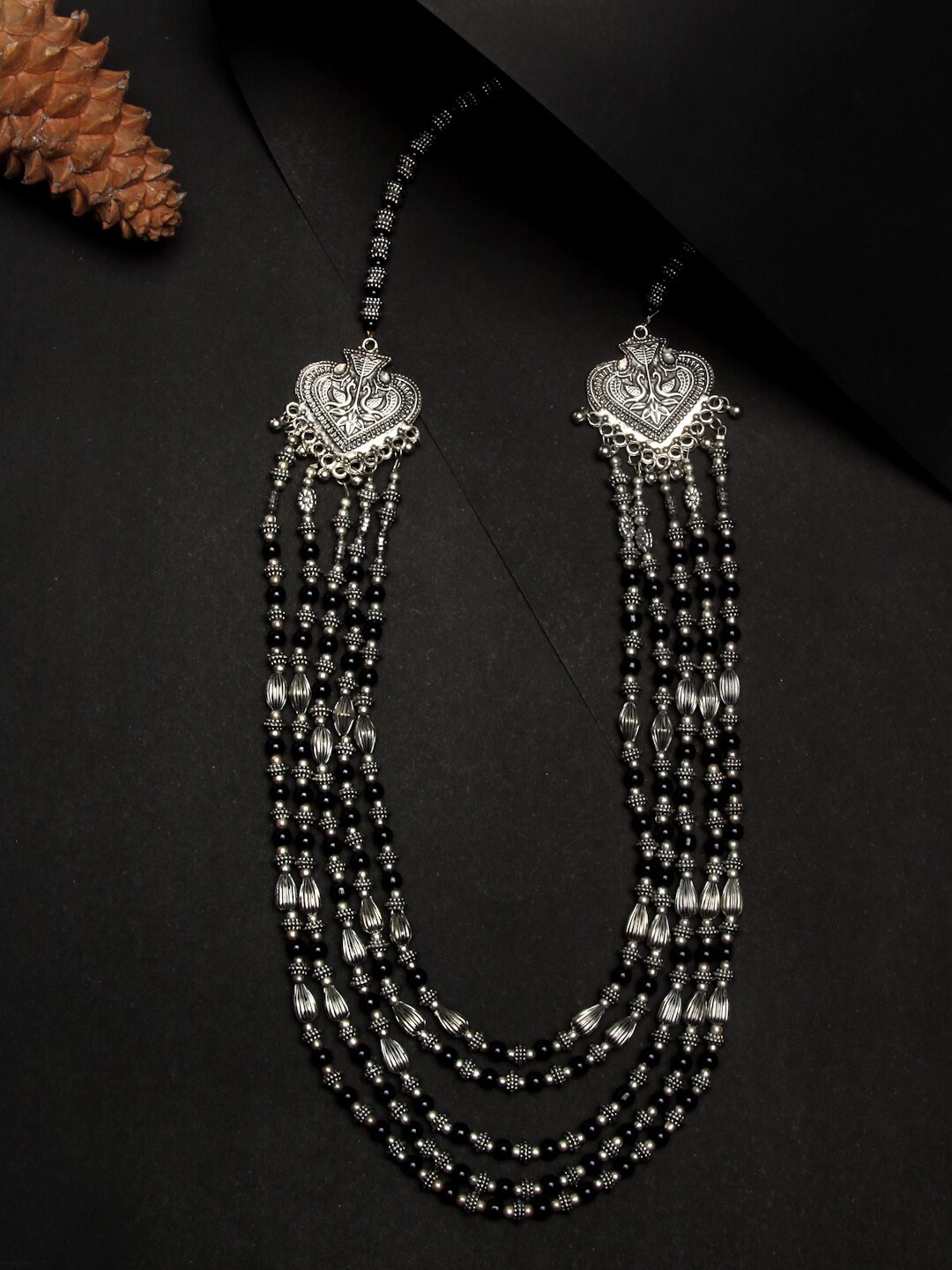 

NEUDIS Women Silver Toned Multilayer Long Necklace