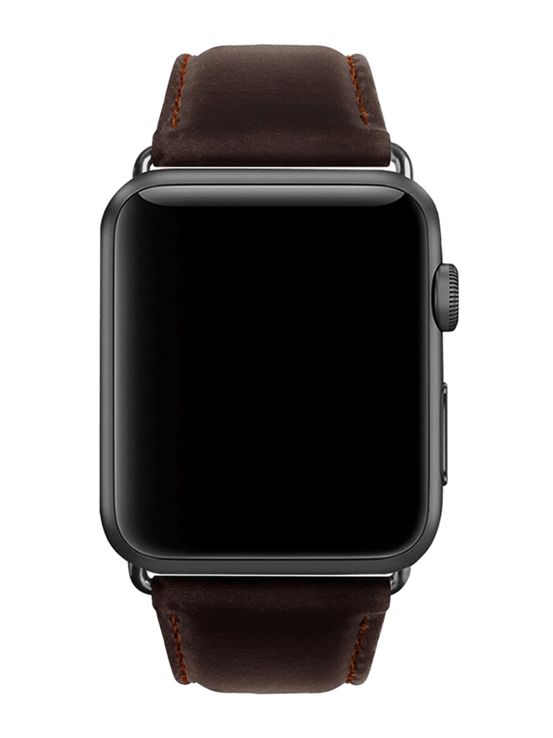 

macmerise Unisex Black Solid Single Piece Leather Apple Watch Strap