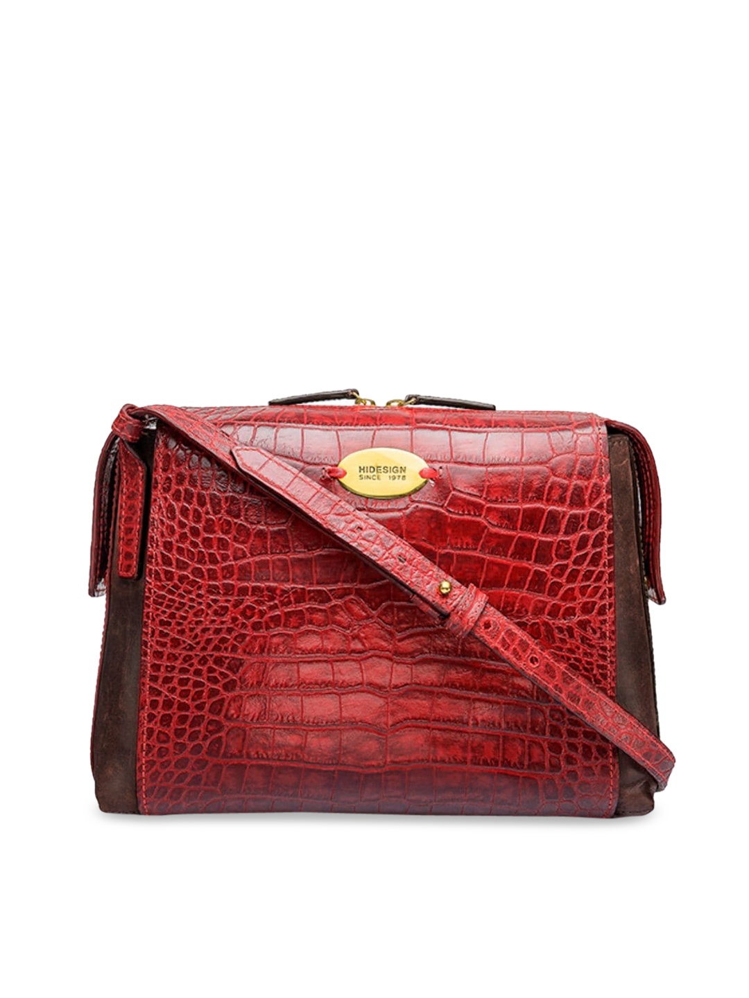 

Hidesign Red Animal Textured Sling Bag