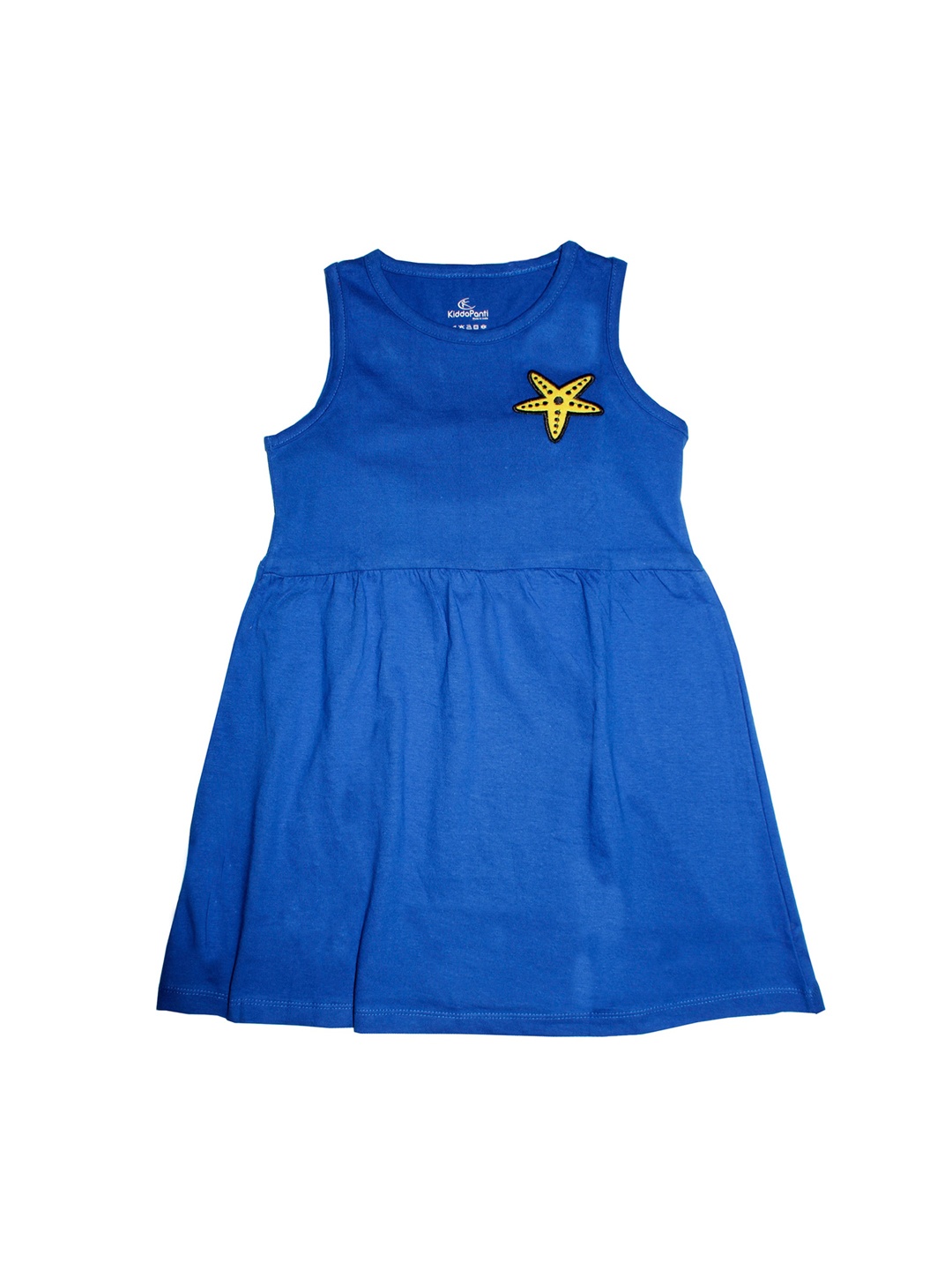 

KiddoPanti Navy Blue Solid Fit and Flare Cotton Dress