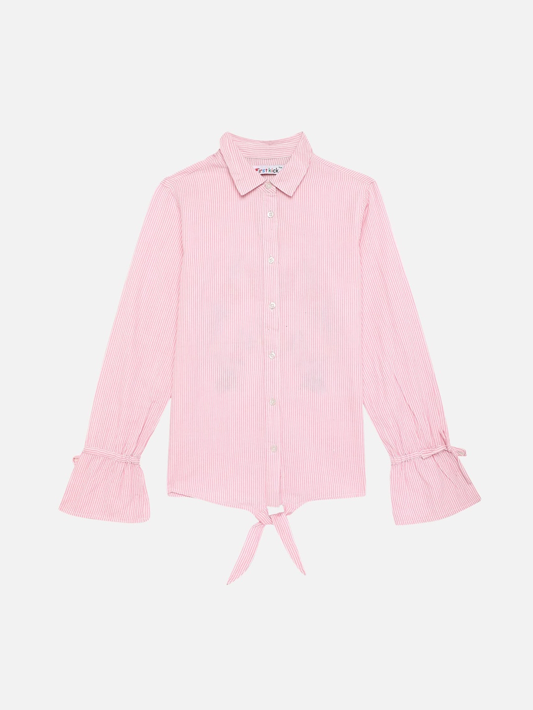 

First Kick Pink & White Striped Shirt Style Top