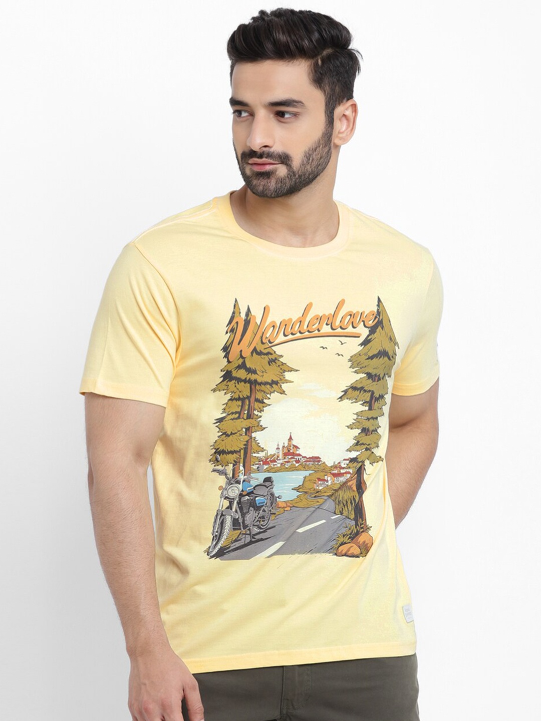 

Royal Enfield Men Yellow Printed Round Neck T-shirt