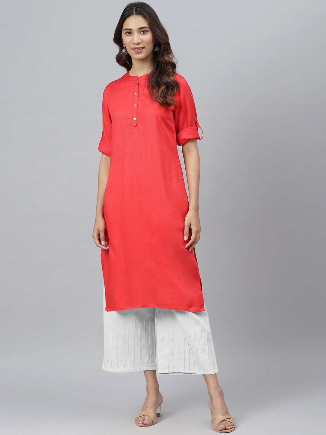

JAIPUR ATTIRE Women Red Geometric Printed Kurta
