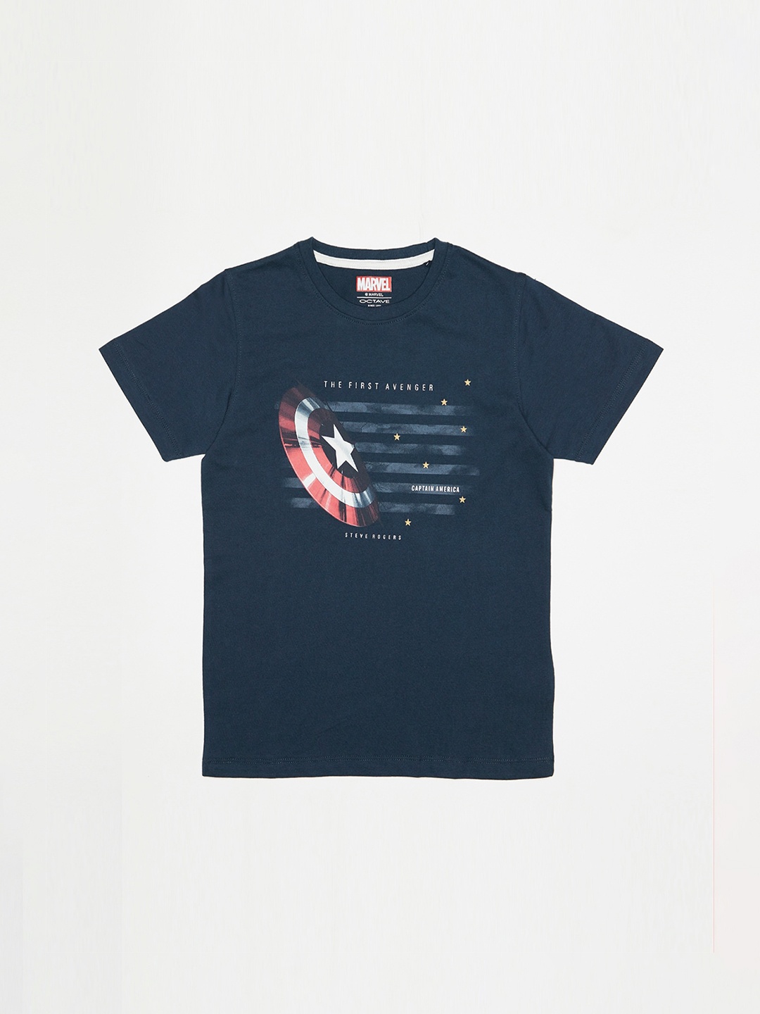 

Octave Boys Blue Captain America Print Round Neck Cotton Pure Cotton T-shirt