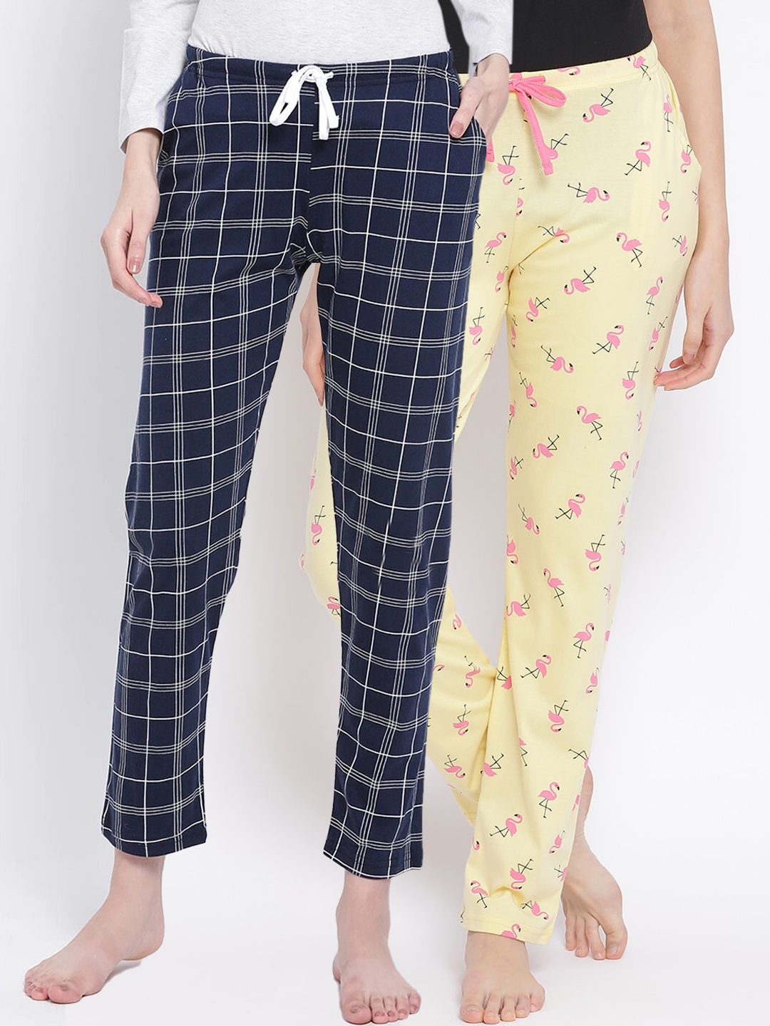 Kanvin Women Pack Of 2 Pure Cotton Lounge Pants, Navy blue