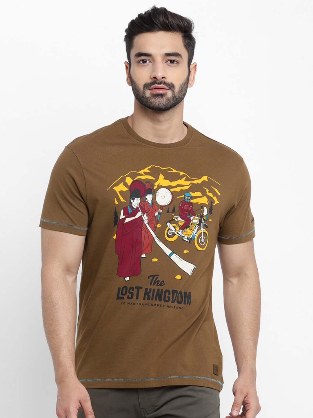 

Royal Enfield Men Brown Printed Round Neck T-shirt