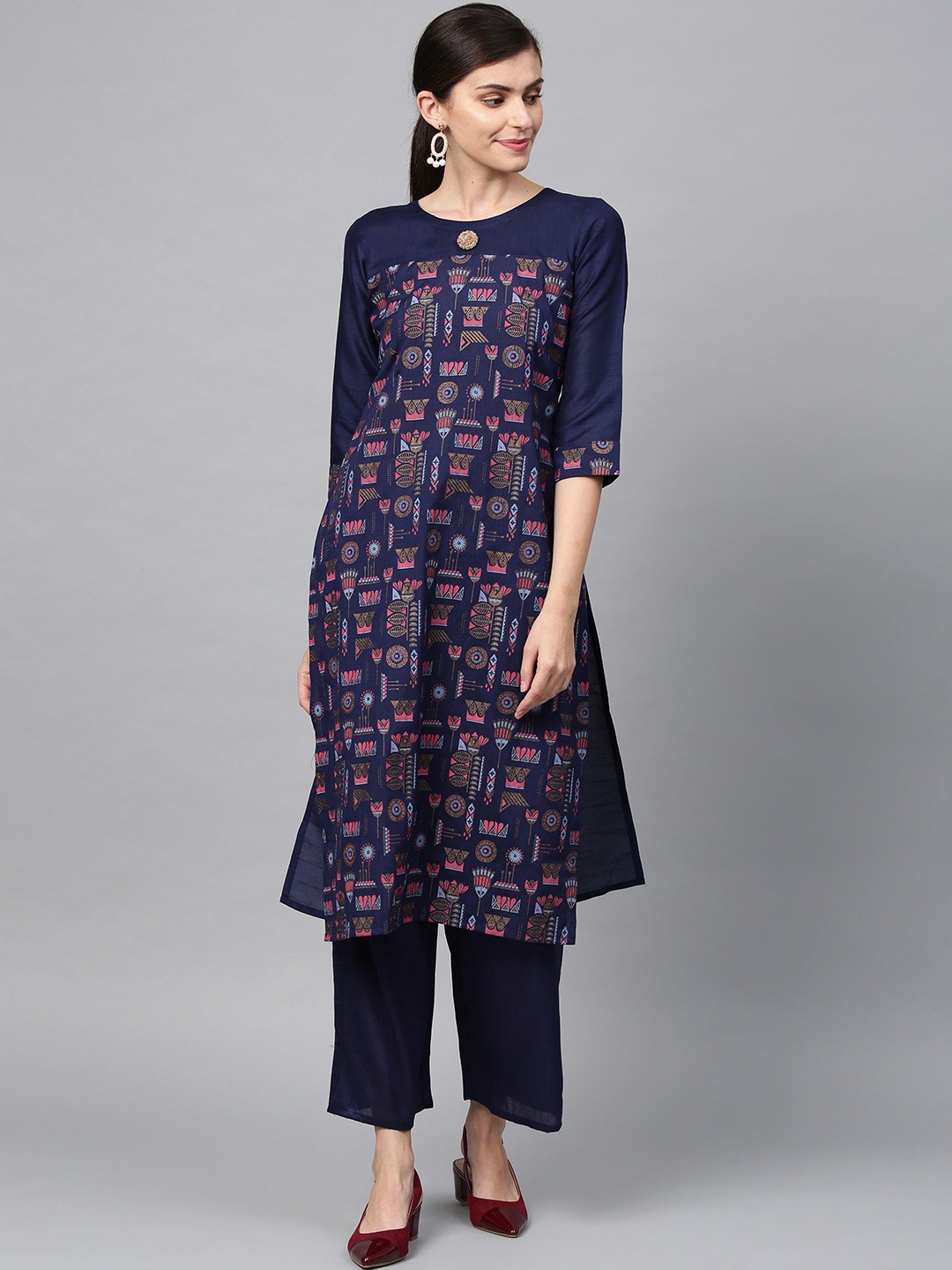 

ZIYAA Women Navy Blue Ethnic Motifs Printed Kurta