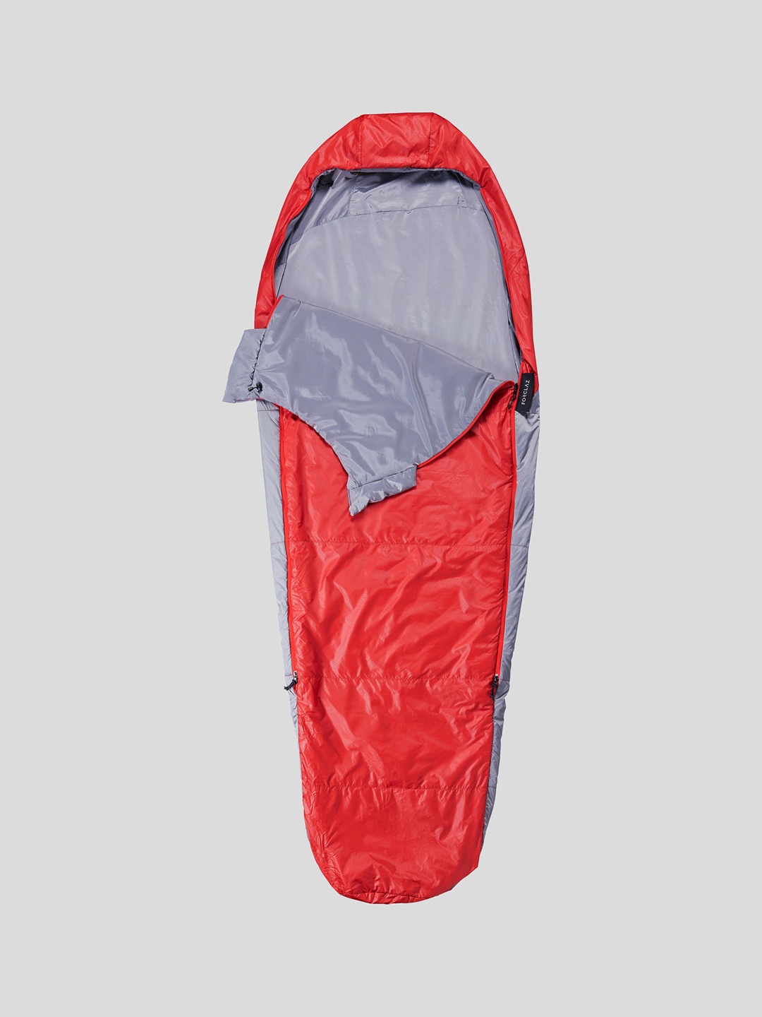 

FORCLAZ By Decathlon Red & Grey Colourblocked Trekking Mummy Sleeping Bag TREK 500 15C