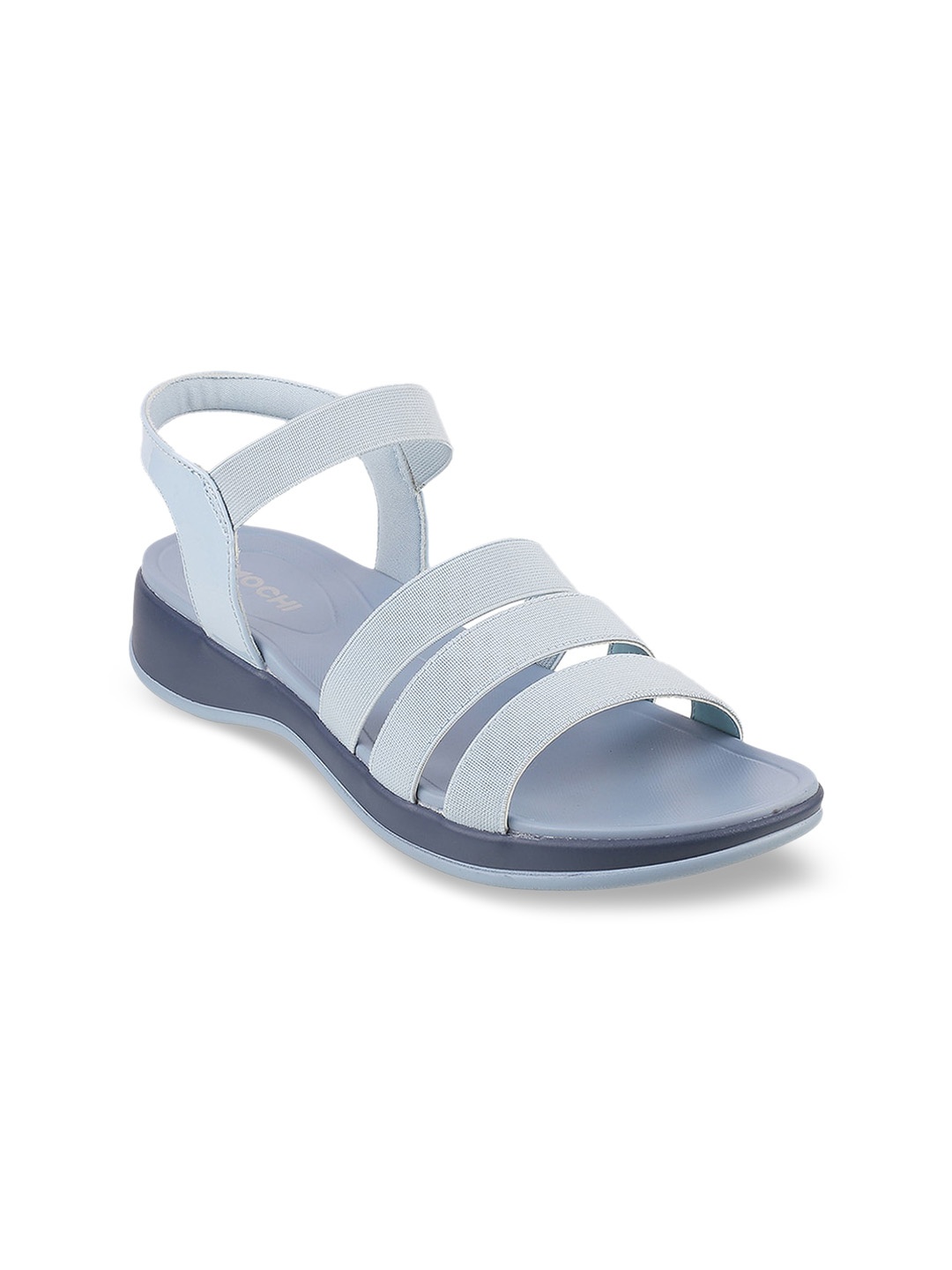 Mochi Women Blue Open Toe Flats