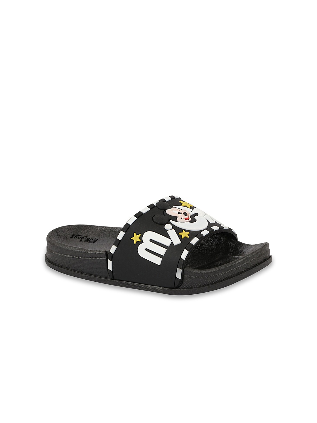 

Shoetopia Girls Black & White Mickey Mouse Printed Slider