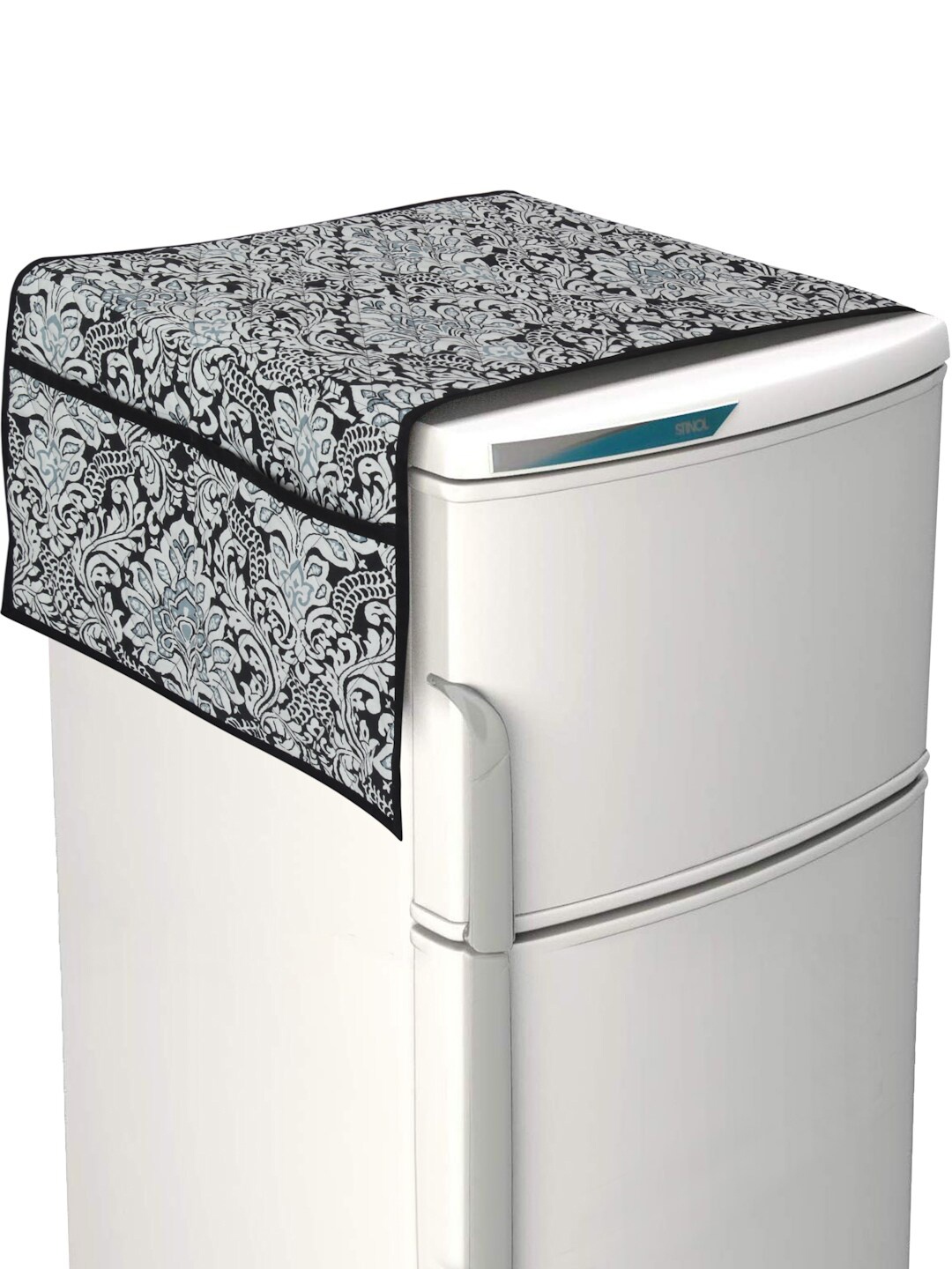

Rajasthan Decor White & Black Floral Printed Cotton Quilted Fridge Cover