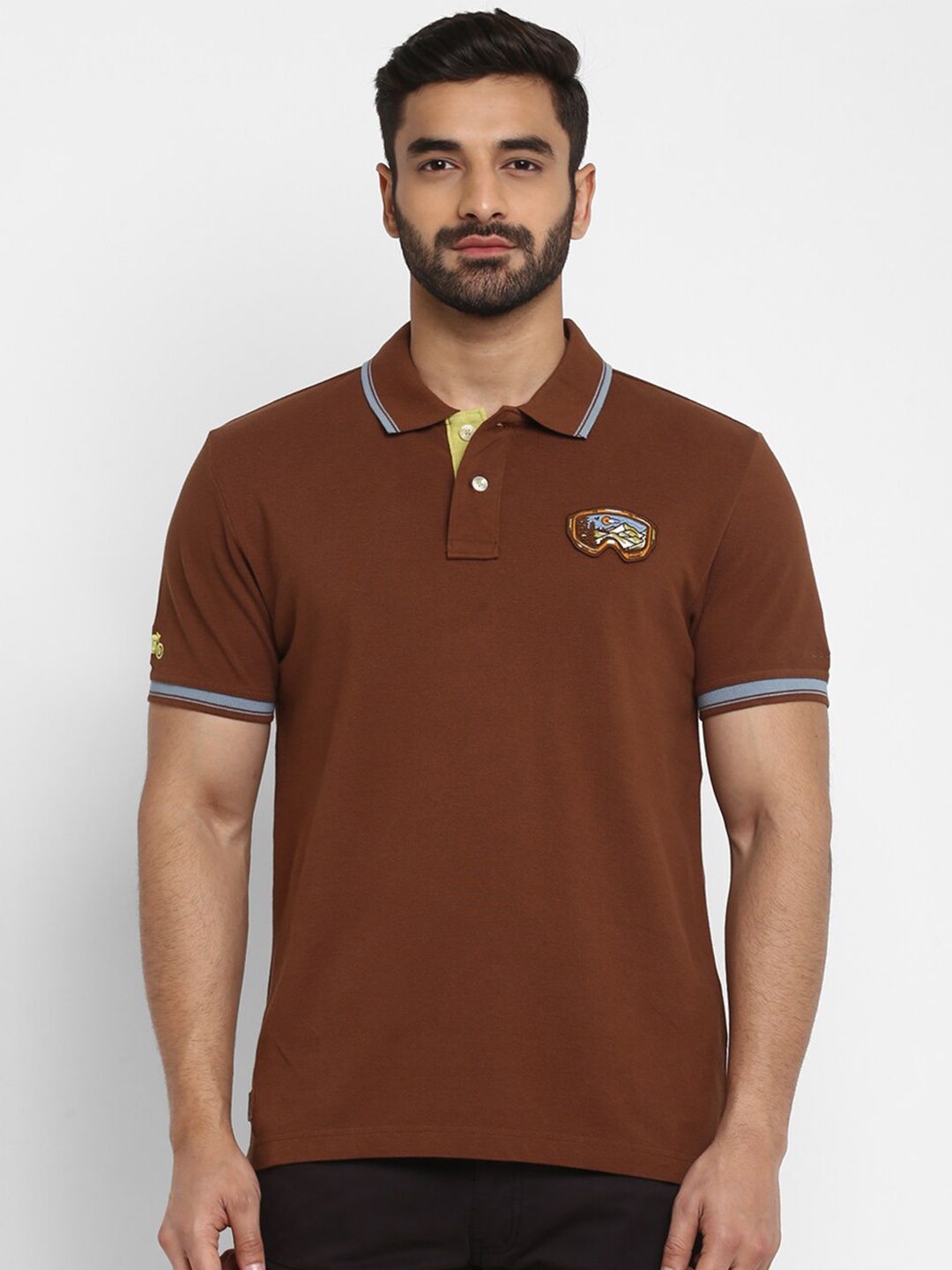 

Royal Enfield Men Brown Solid Polo Collar T-shirt