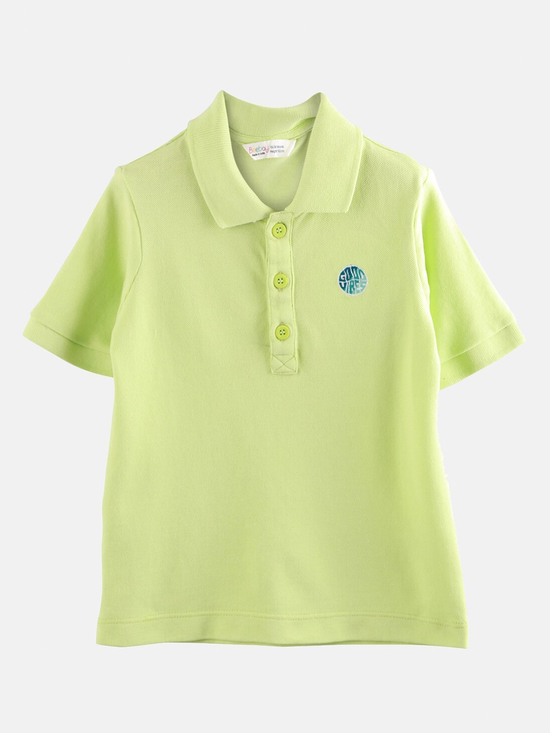

Beebay Boys Green Solid Polo Collar T-shirt