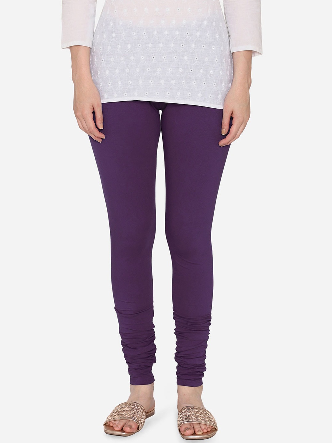 

Vami Women Purple Solid Churidar-Length Stretchable Leggings