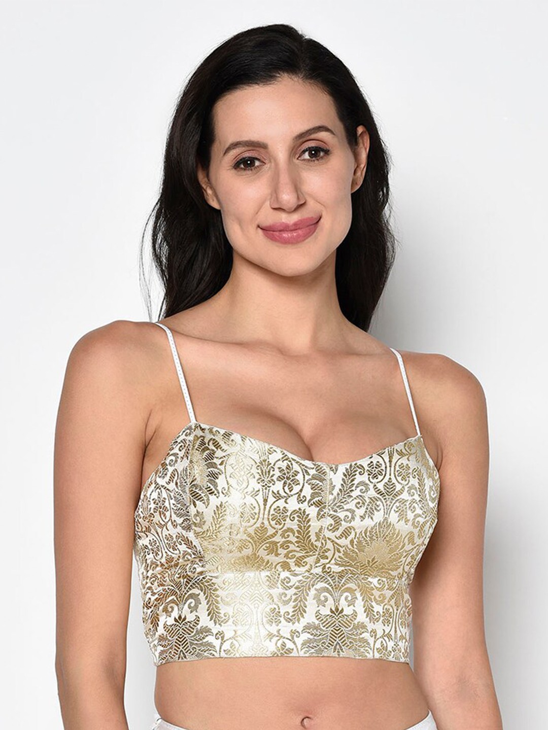 

Da Intimo Gold & White Designer Printed Lightly Padded Bralette Bra DI-1311 BEIGE-F21