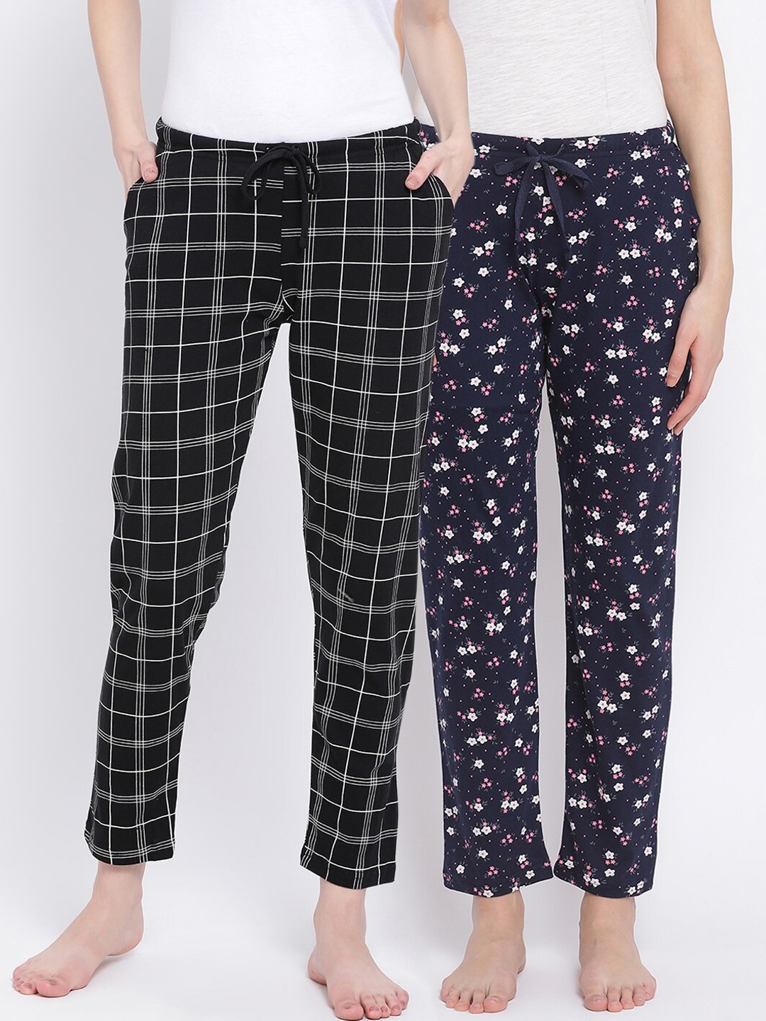 

Kanvin Women Pack Of 2 Pure Cotton Lounge Pants, Black